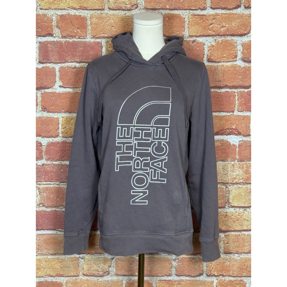 The North Face‎ Women's Pullover Fleece Hoodie Size M Large Logo Dark Gray